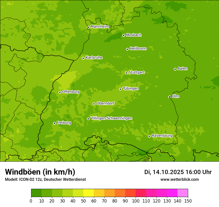 Modellkarten Windgeschwindigkeit