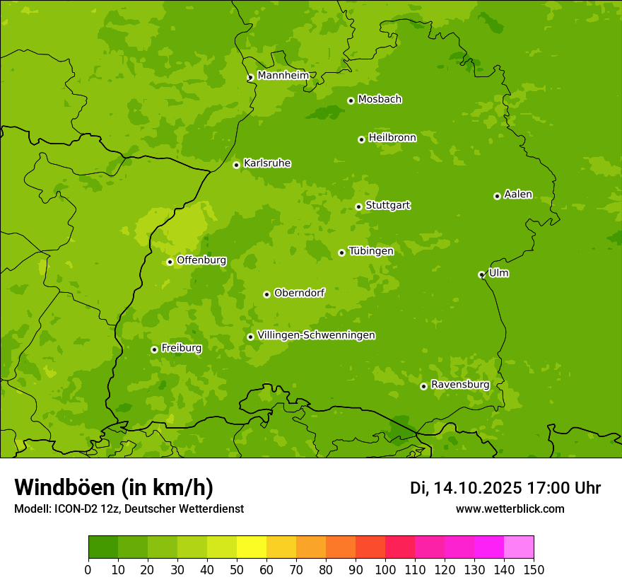 Modellkarten Windgeschwindigkeit
