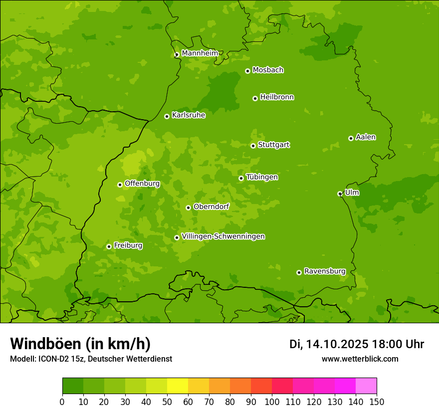 Modellkarten Windgeschwindigkeit