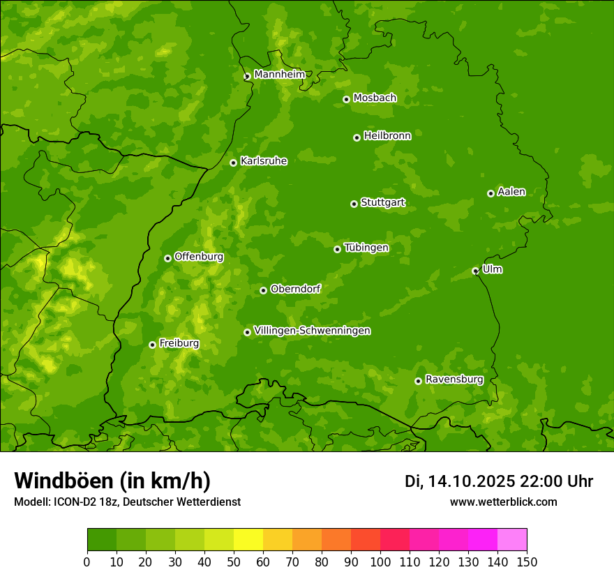 Modellkarten Windgeschwindigkeit