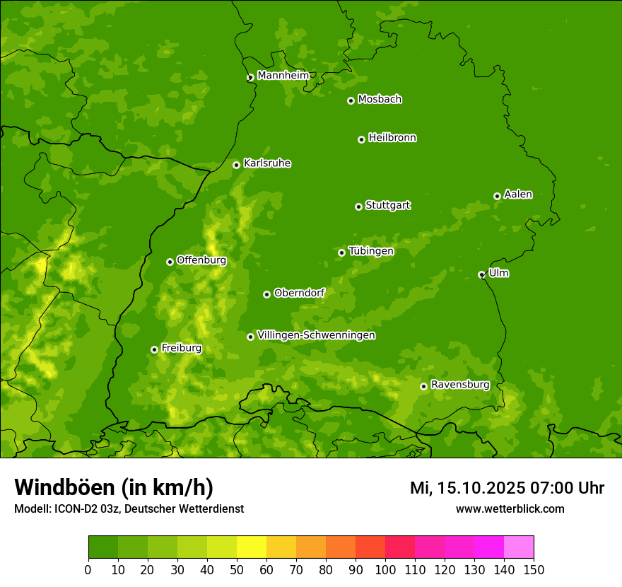 Modellkarten Windgeschwindigkeit