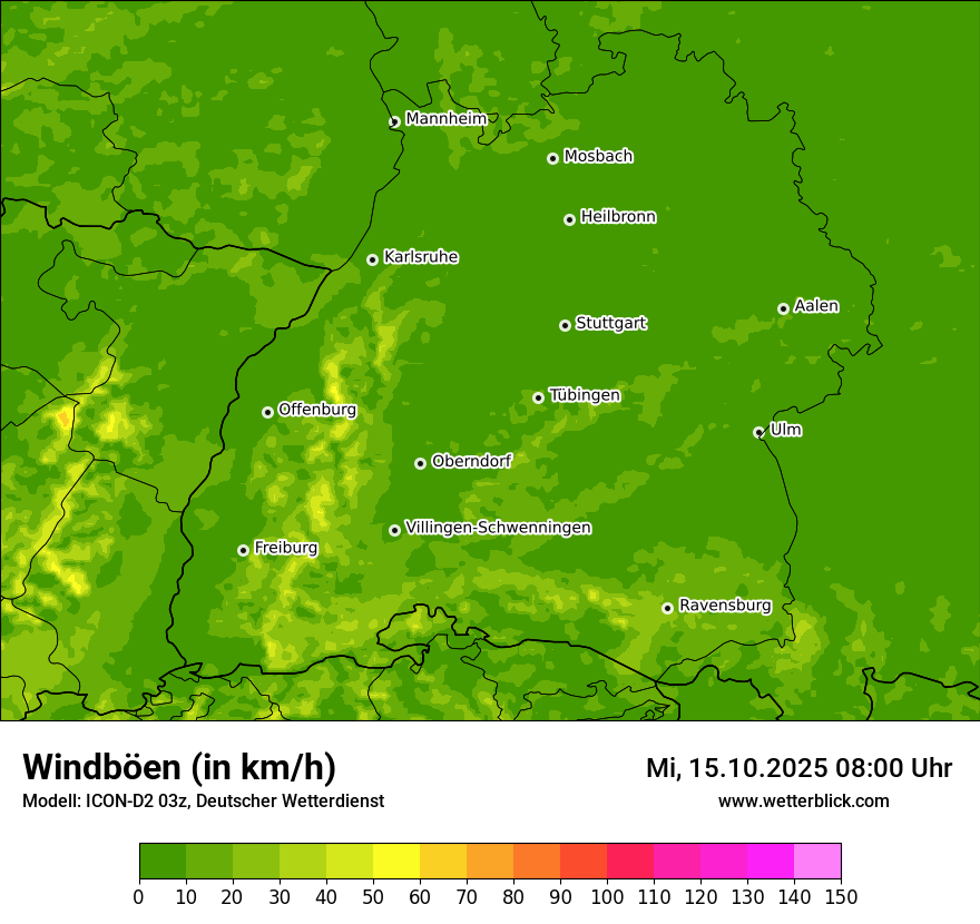 Modellkarten Windgeschwindigkeit