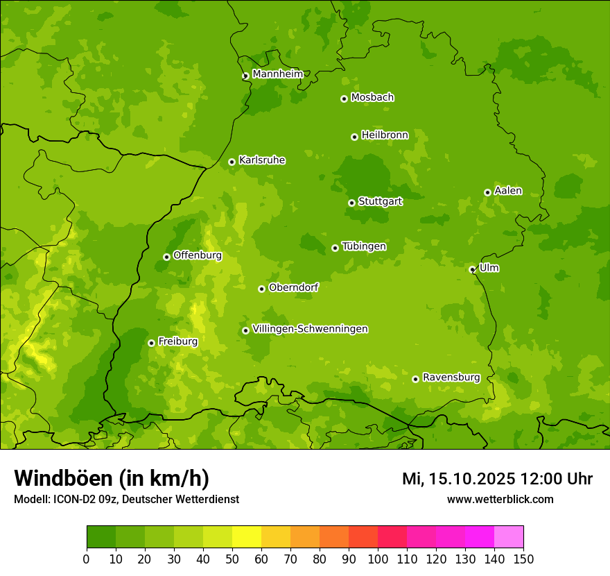 Modellkarten Windgeschwindigkeit