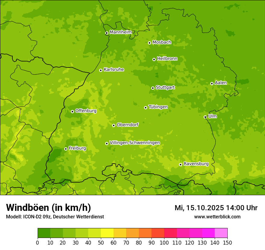 Modellkarten Windgeschwindigkeit