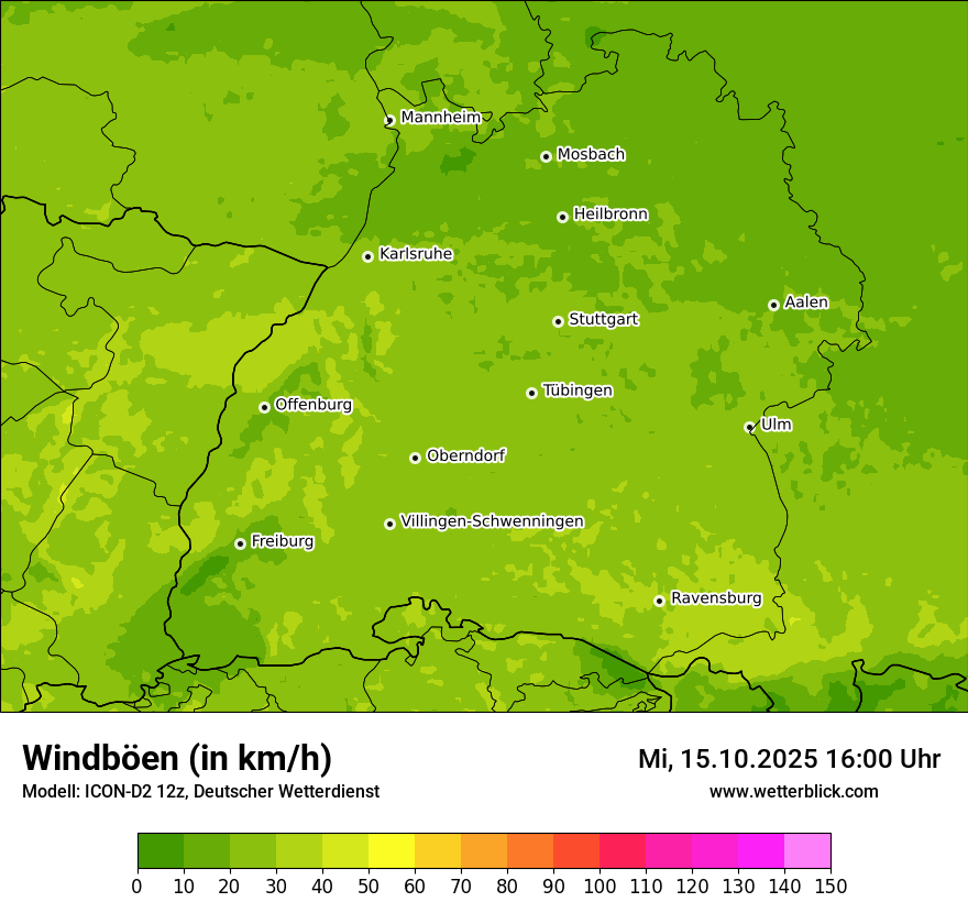 Modellkarten Windgeschwindigkeit