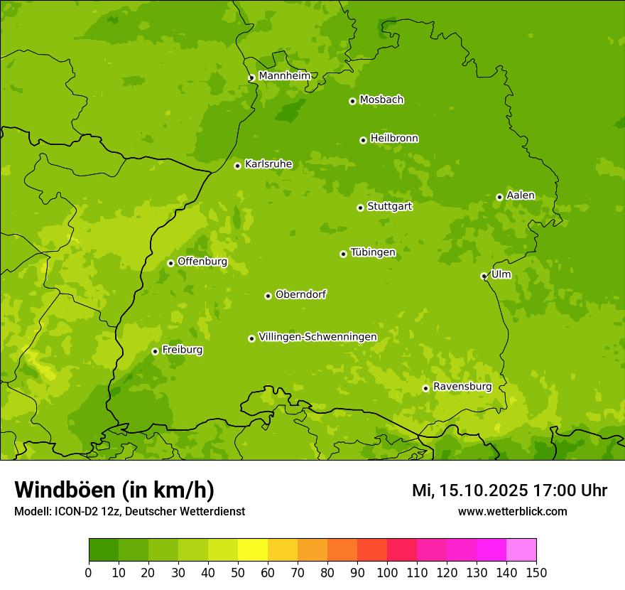 Modellkarten Windgeschwindigkeit