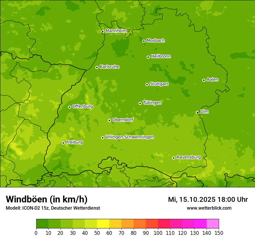 Modellkarten Windgeschwindigkeit