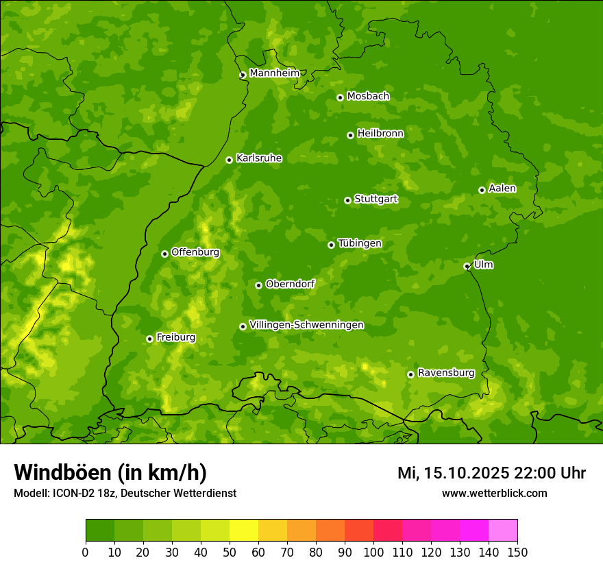 Modellkarten Windgeschwindigkeit