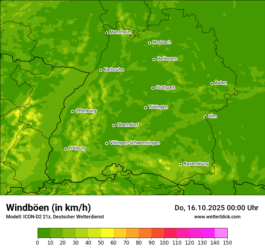 Modellkarten Windgeschwindigkeit