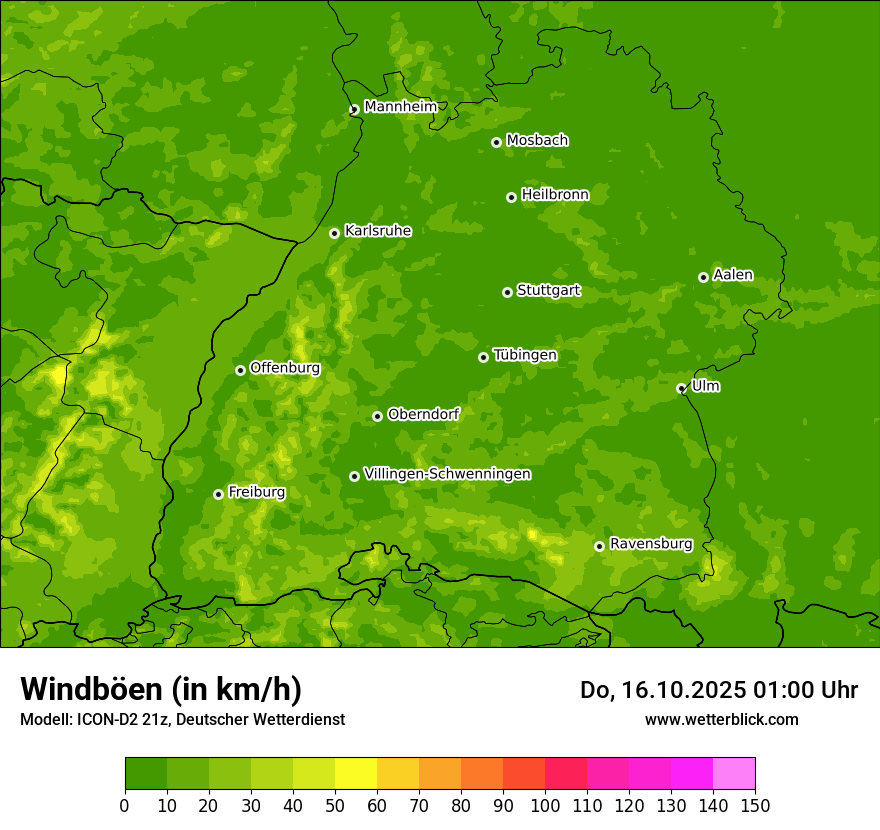 Modellkarten Windgeschwindigkeit