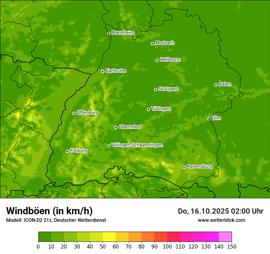 Modellkarten Windgeschwindigkeit