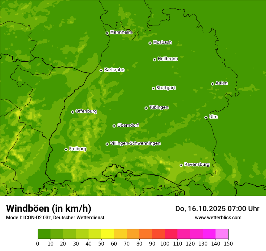 Modellkarten Windgeschwindigkeit