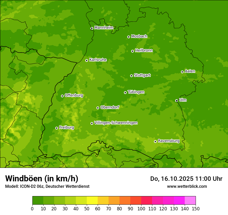 Modellkarten Windgeschwindigkeit