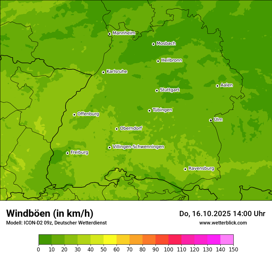 Modellkarten Windgeschwindigkeit