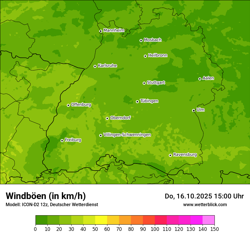 Modellkarten Windgeschwindigkeit
