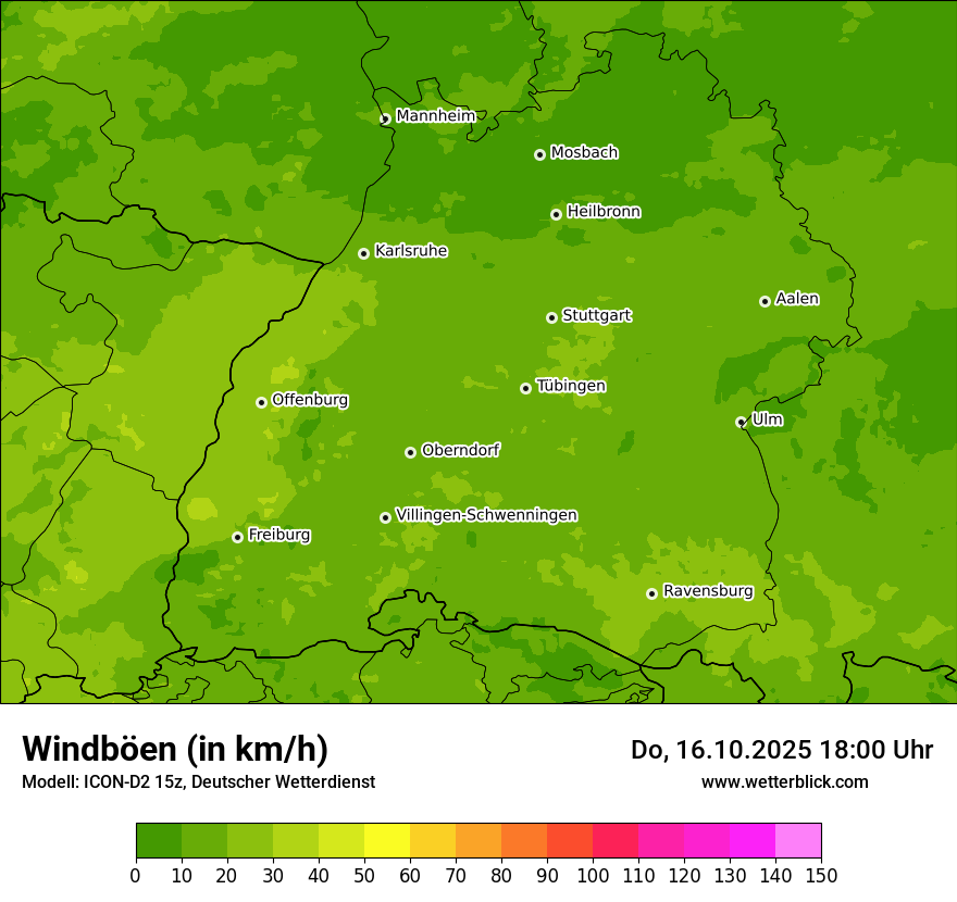 Modellkarten Windgeschwindigkeit