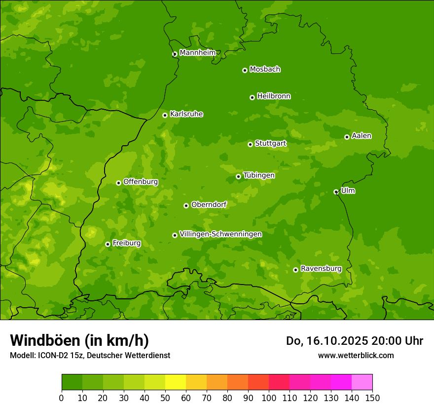 Modellkarten Windgeschwindigkeit