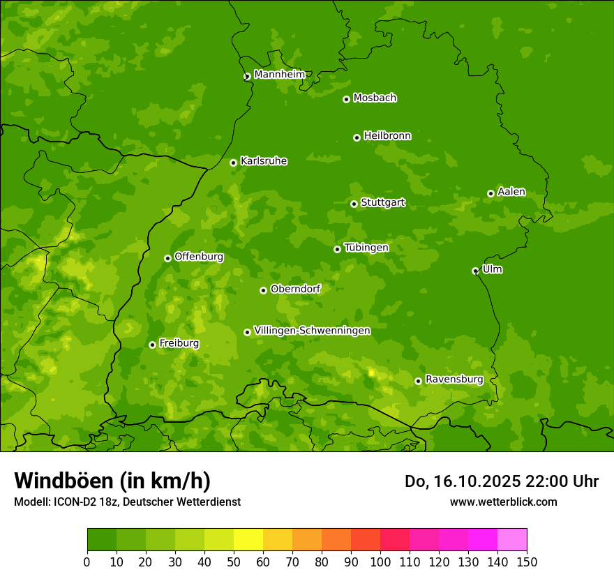Modellkarten Windgeschwindigkeit