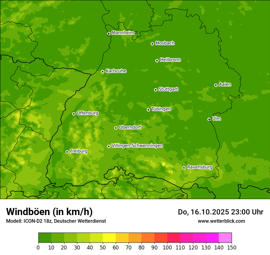 Modellkarten Windgeschwindigkeit