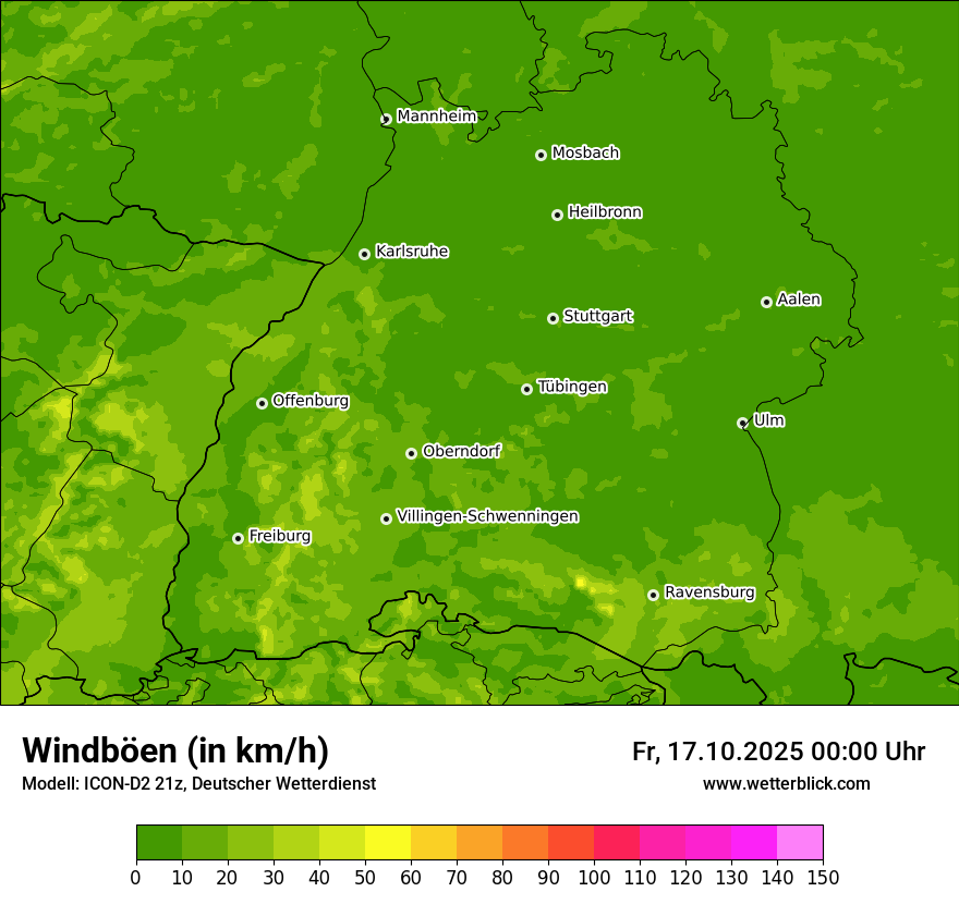 Modellkarten Windgeschwindigkeit