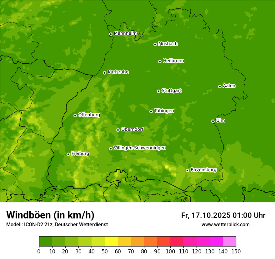 Modellkarten Windgeschwindigkeit