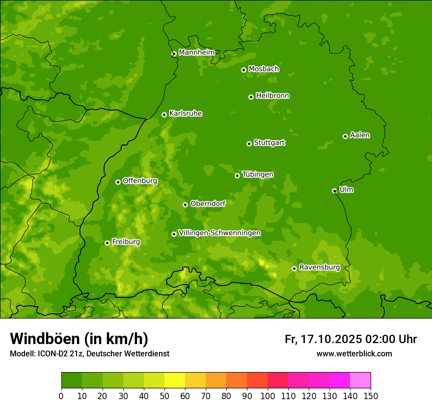 Modellkarten Windgeschwindigkeit