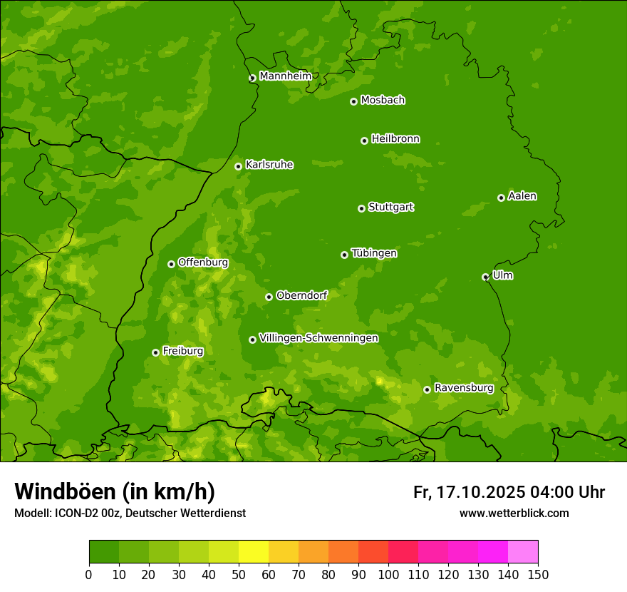 Modellkarten Windgeschwindigkeit