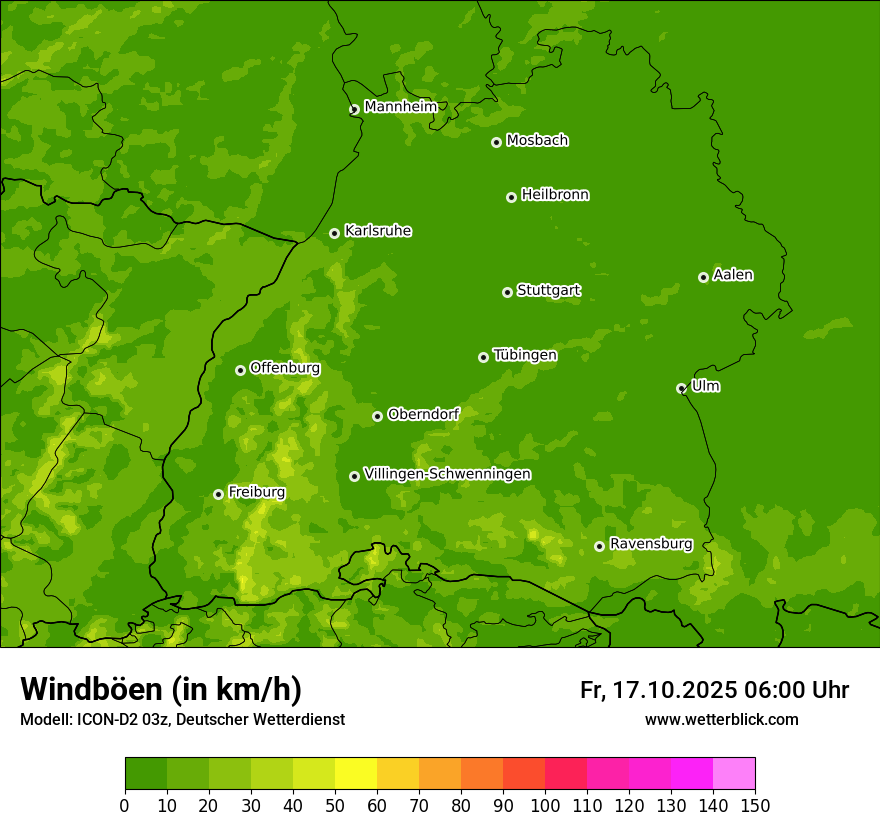 Modellkarten Windgeschwindigkeit