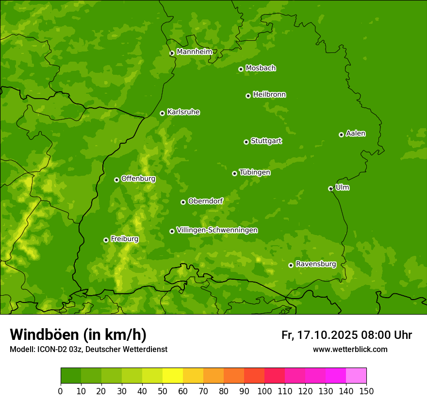 Modellkarten Windgeschwindigkeit