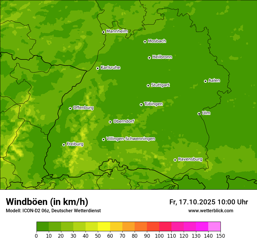 Modellkarten Windgeschwindigkeit