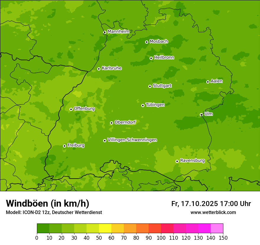 Modellkarten Windgeschwindigkeit