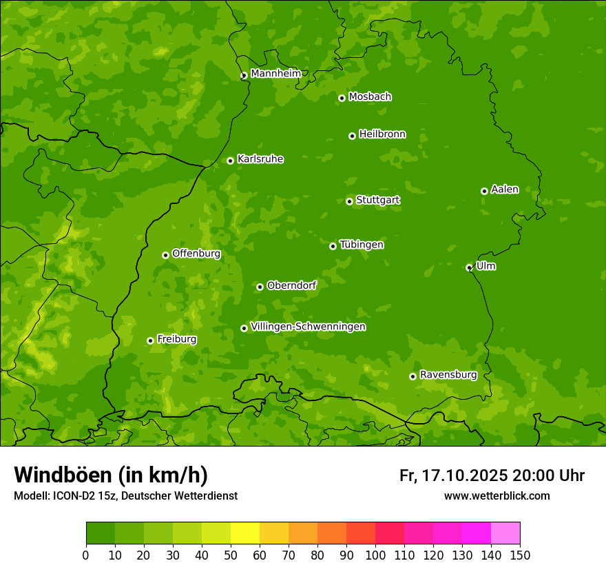 Modellkarten Windgeschwindigkeit