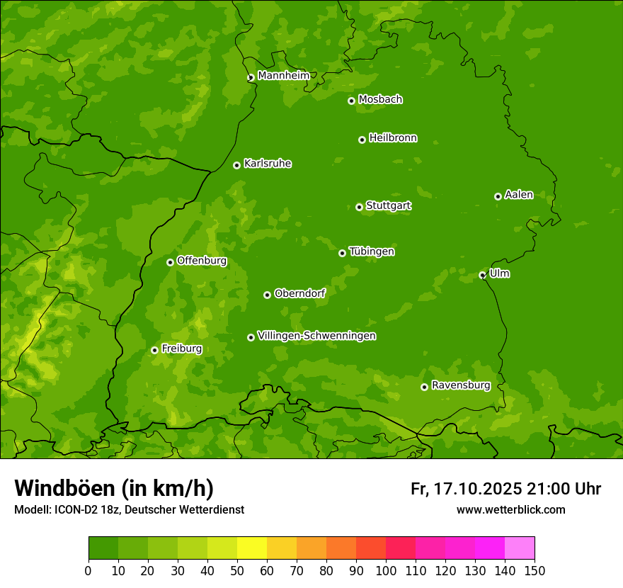 Modellkarten Windgeschwindigkeit