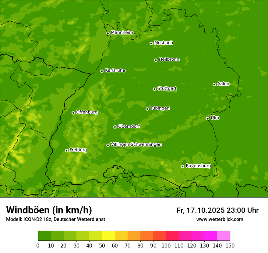 Modellkarten Windgeschwindigkeit