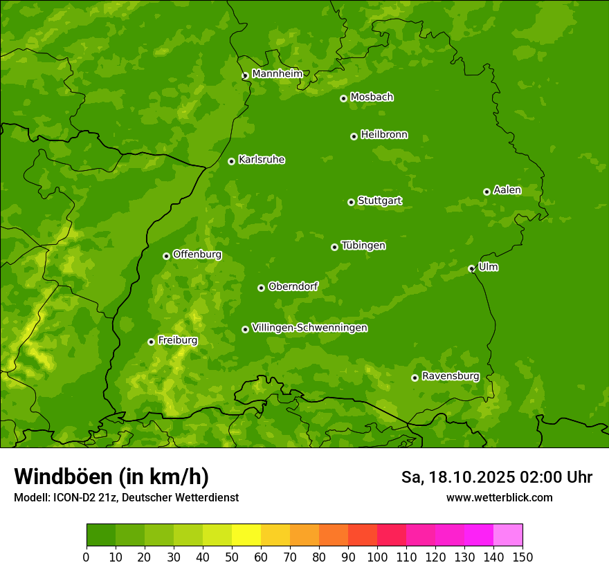 Modellkarten Windgeschwindigkeit