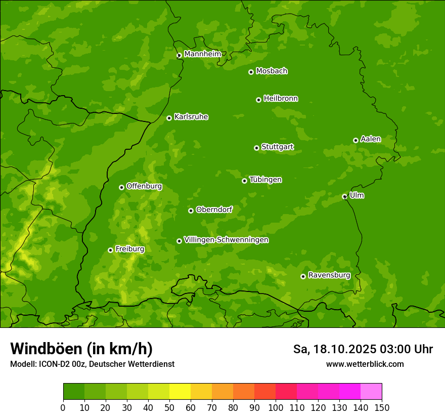 Modellkarten Windgeschwindigkeit
