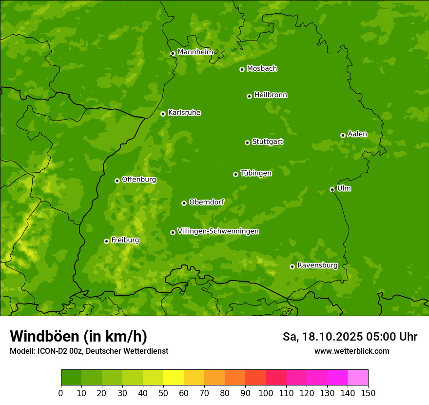 Modellkarten Windgeschwindigkeit