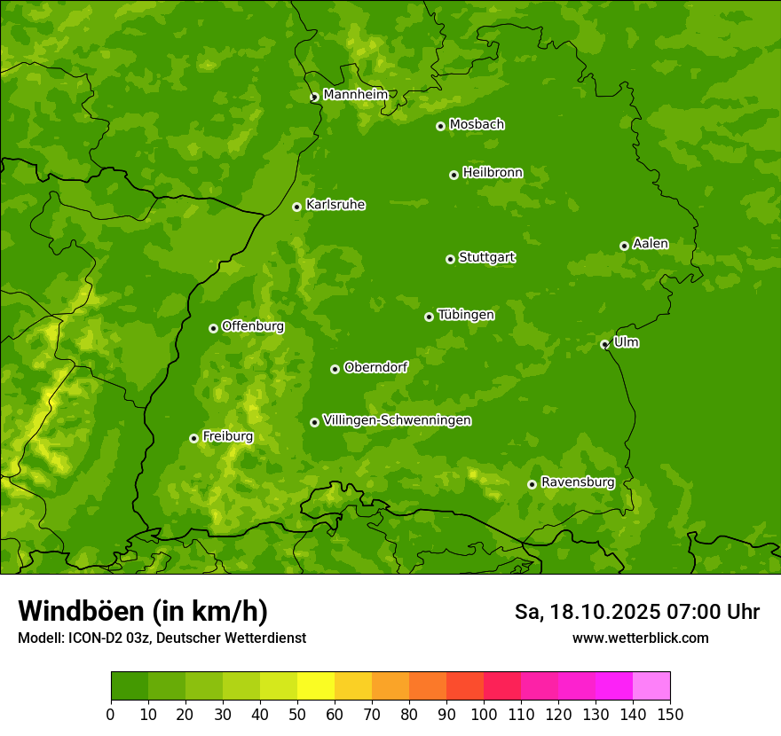 Modellkarten Windgeschwindigkeit