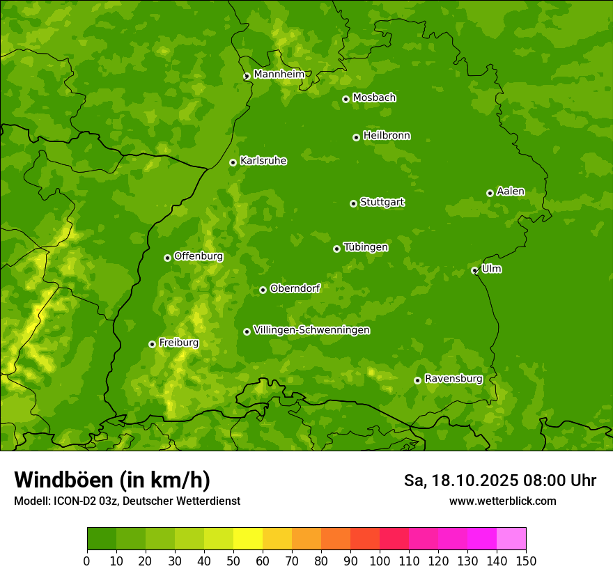 Modellkarten Windgeschwindigkeit