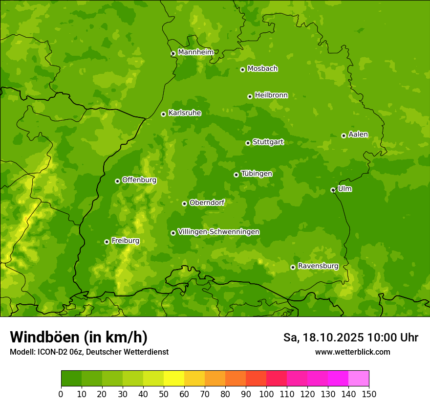 Modellkarten Windgeschwindigkeit