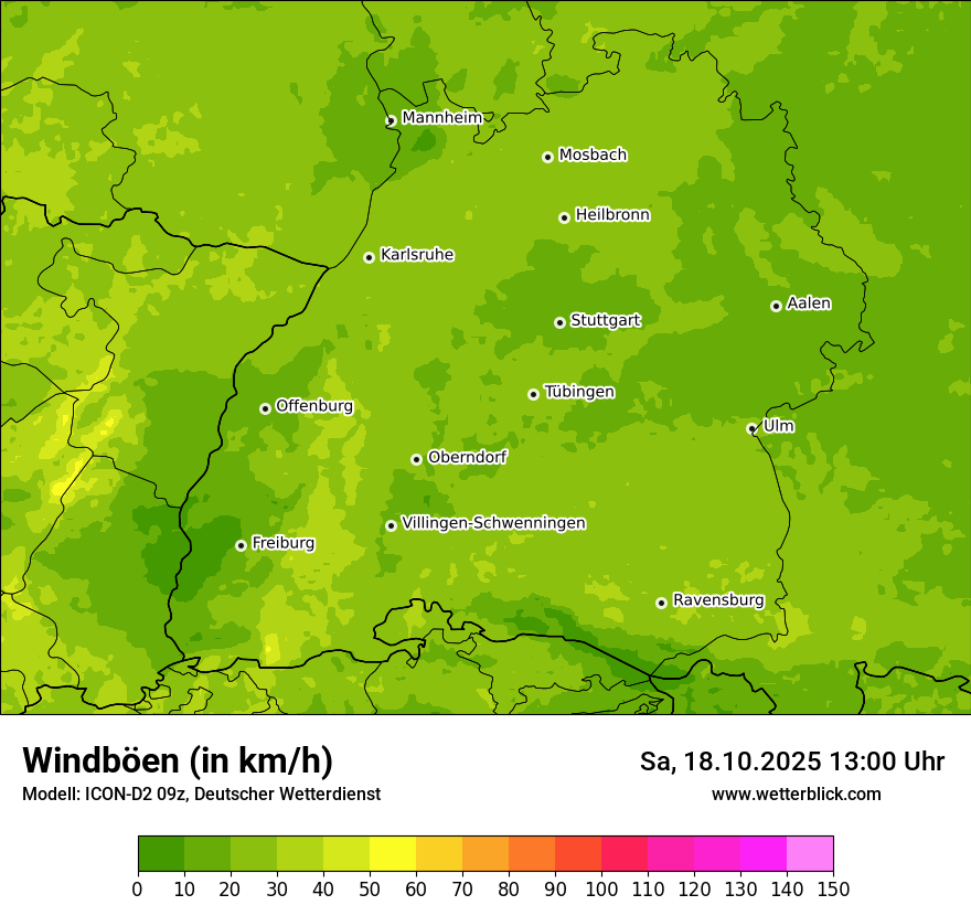 Modellkarten Windgeschwindigkeit