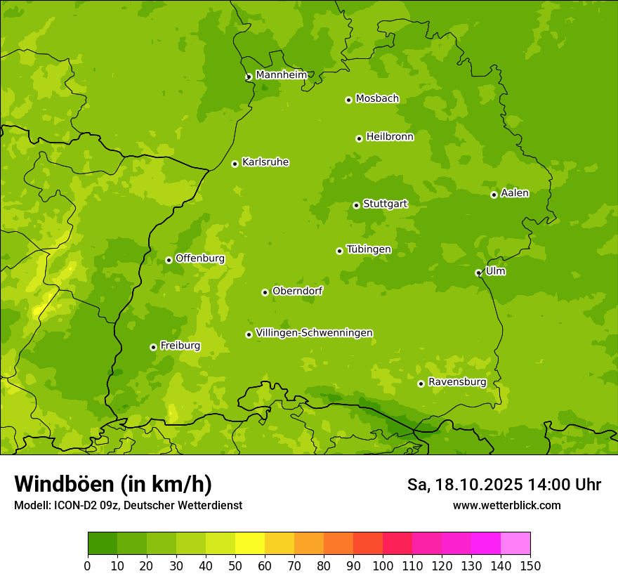 Modellkarten Windgeschwindigkeit