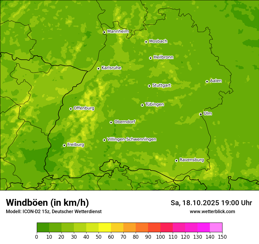 Modellkarten Windgeschwindigkeit