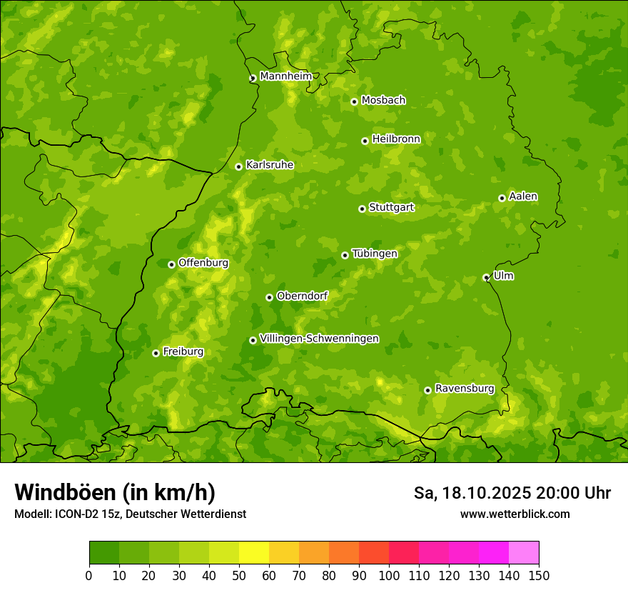 Modellkarten Windgeschwindigkeit