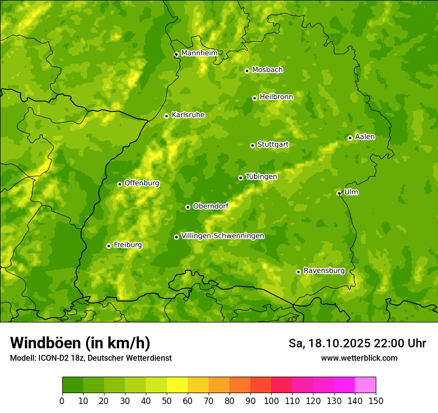 Modellkarten Windgeschwindigkeit