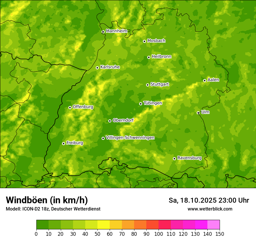Modellkarten Windgeschwindigkeit