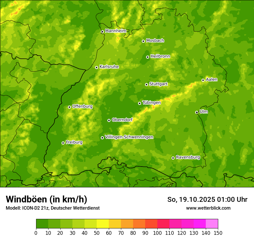 Modellkarten Windgeschwindigkeit