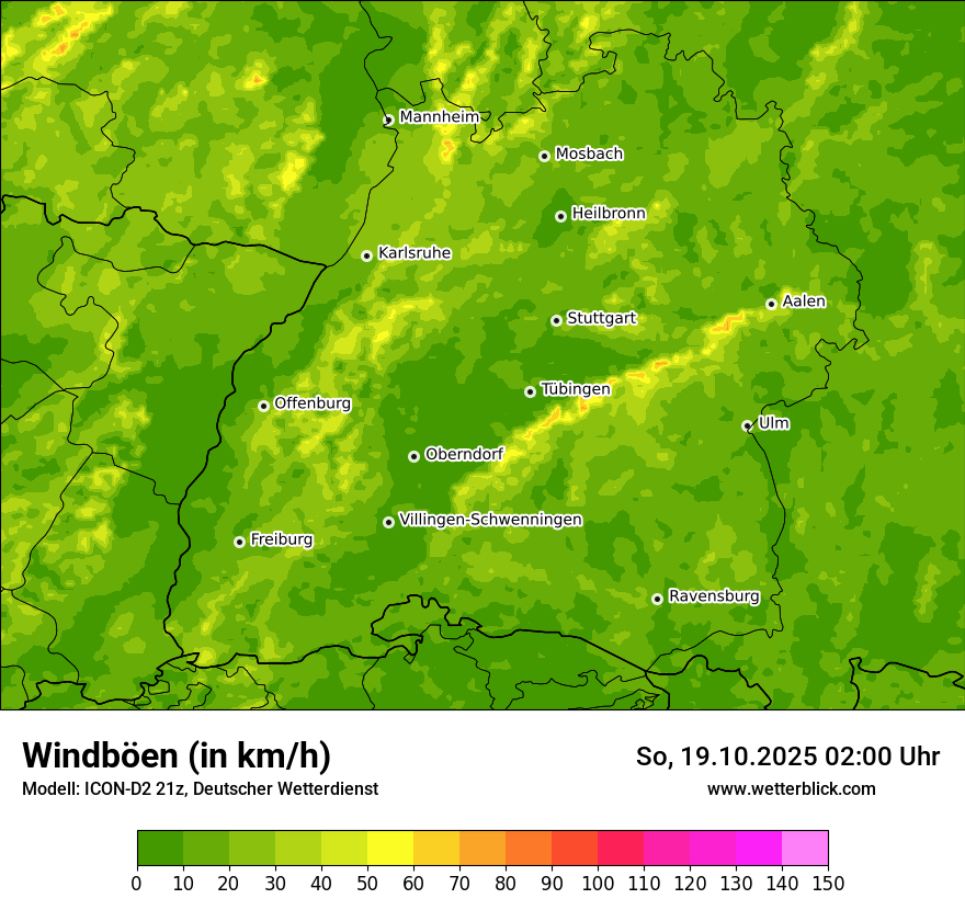 Modellkarten Windgeschwindigkeit
