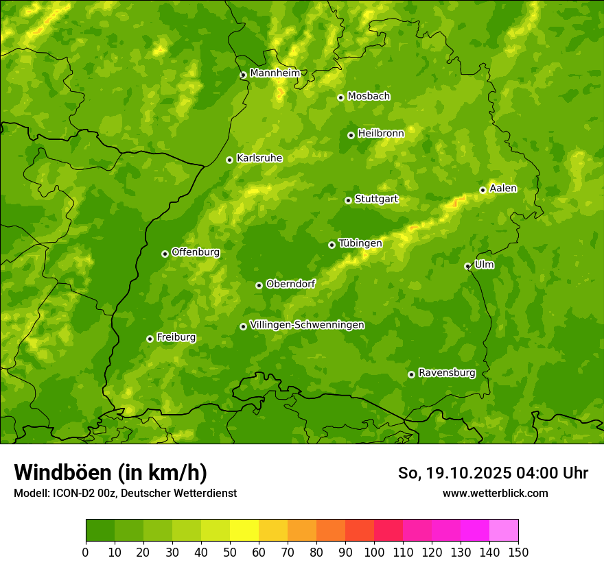 Modellkarten Windgeschwindigkeit
