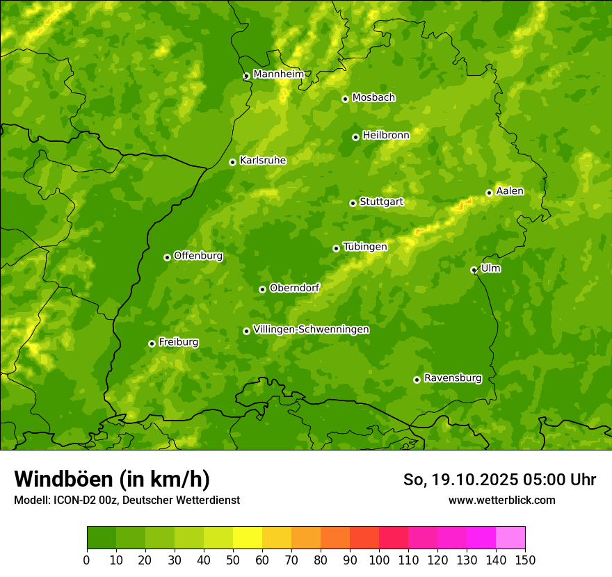 Modellkarten Windgeschwindigkeit